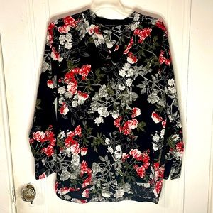 Banana Republic, black blouse, floral, size small